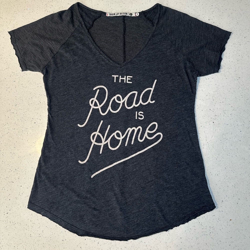 Iron & Resin V neck, semi-sheer, graphic tee